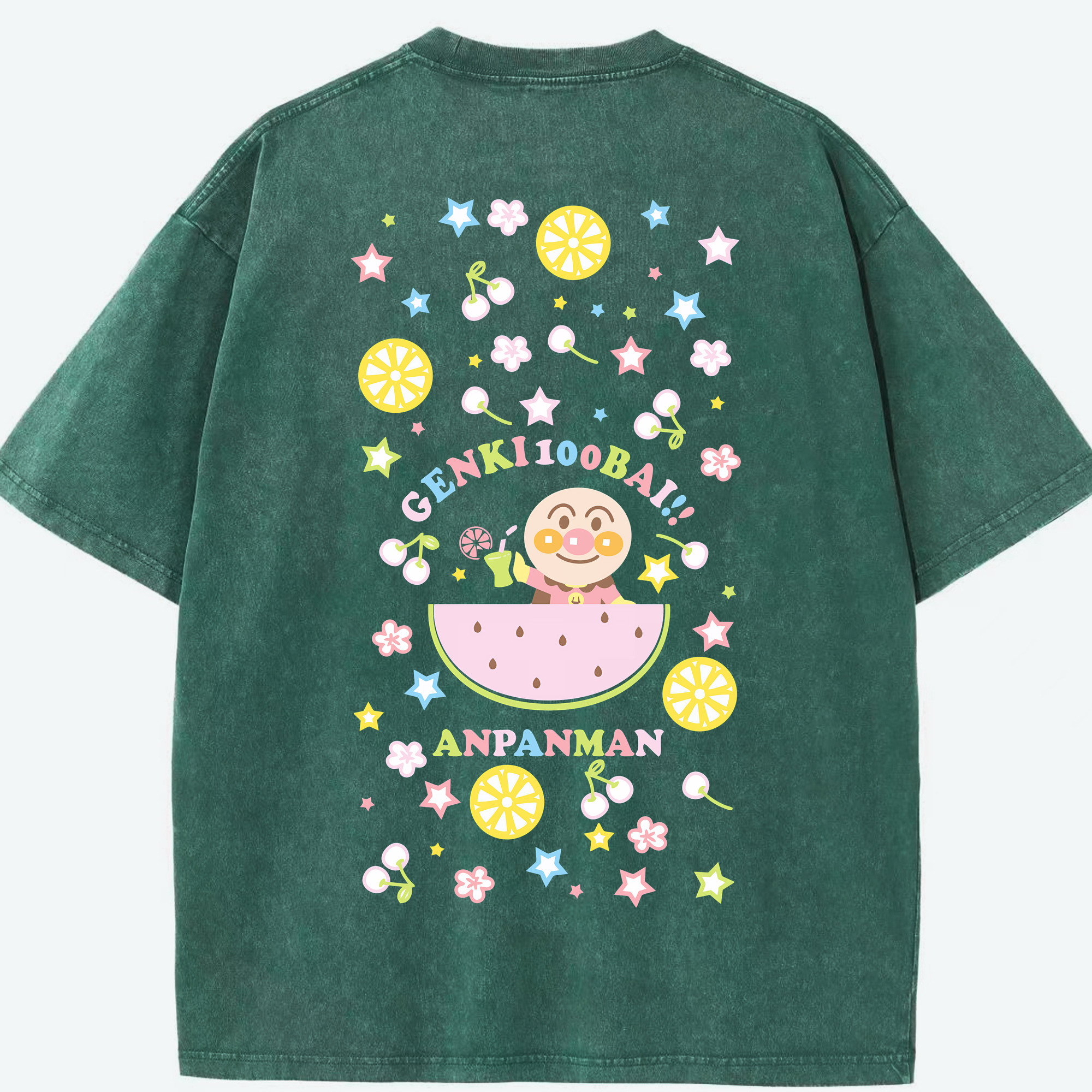 （画像用） アンパンマン Anpanman 綿100% ヴィンテージ風 半袖Tシャツ（背面プリント）